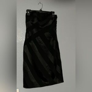 DAVID MEISTER STRAPLESS BLACK STRIPED DRESS